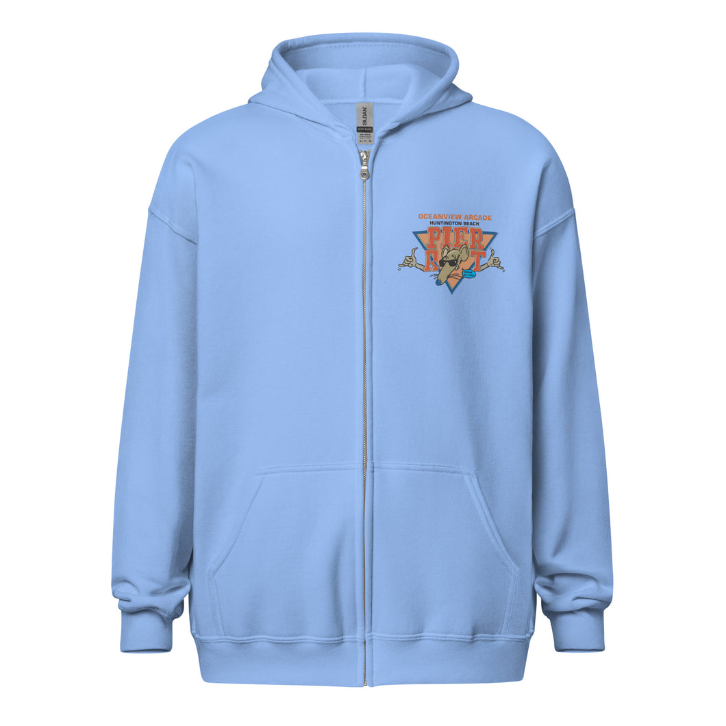 Oceanview Arcade Huntington Beach Pier Rat Zippered Hoodie