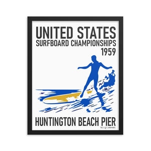 1959 United States Surfboard Championships Framed Poster 16" x 20"