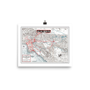 Pacific Electric Train Route Map Poster