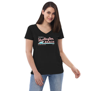 Welcome to Huntington Beach Mother's Day 2023 Women’s Recycled V-neck T-shirt